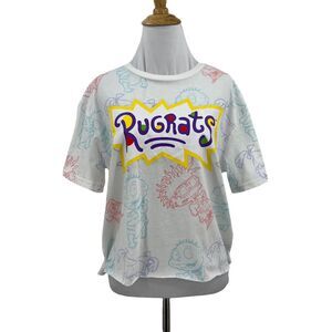 Nickelodeon Rugrats Boxy Shirt Womens S Small Mid Sleeves Graffiti Cartoon *READ